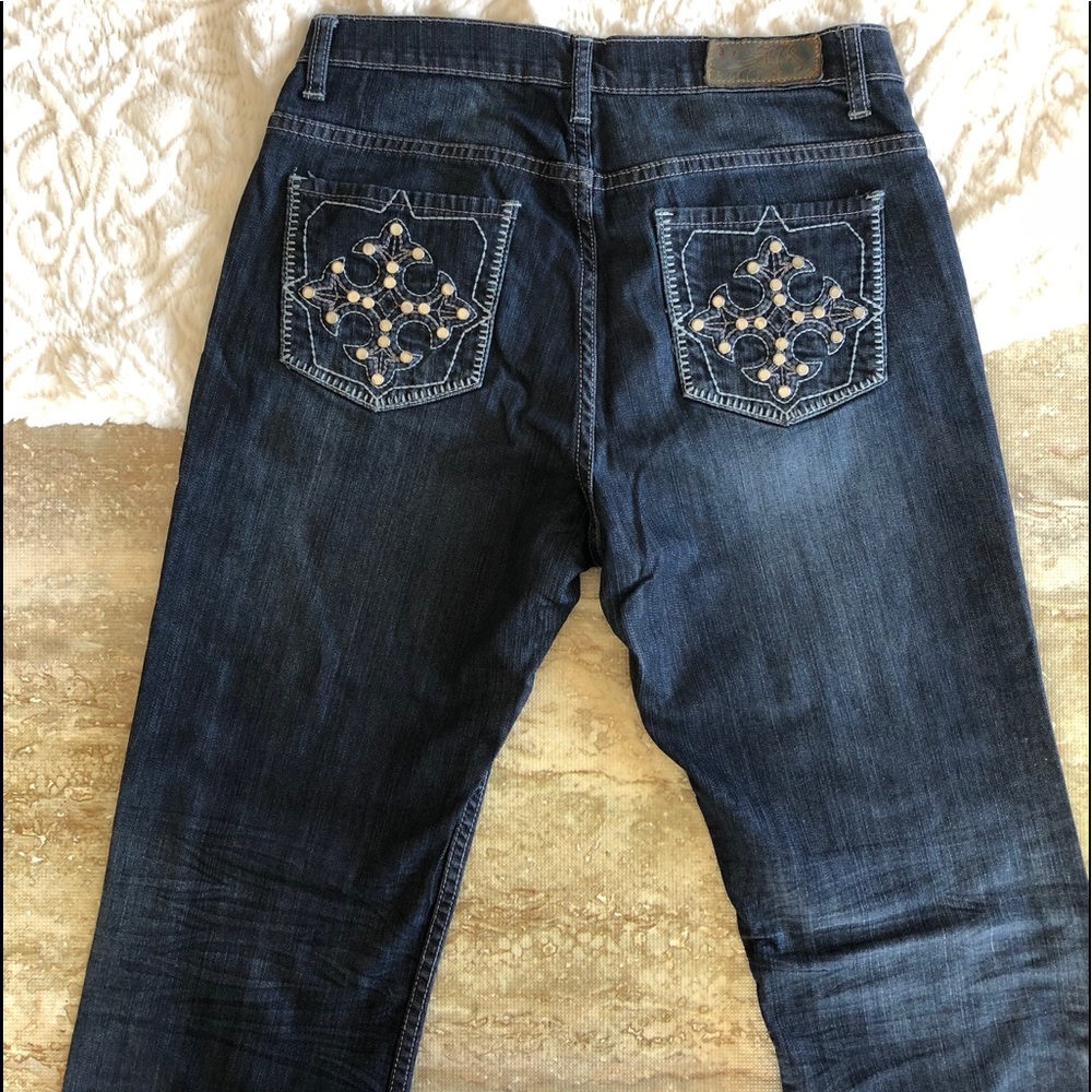 Firefly Bootcut Jeans Women’s Size 10 Silver Studded Thick Stitch Y2K EUC